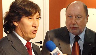 Busti y el dueño de Canal 9 Litoral en la primera transmisión en vivo de TV digital